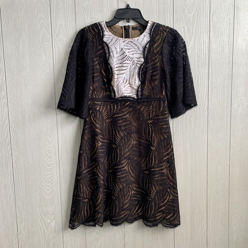 BCBGMaxAzria Black Lace Dress Short Sleeve Size XXS